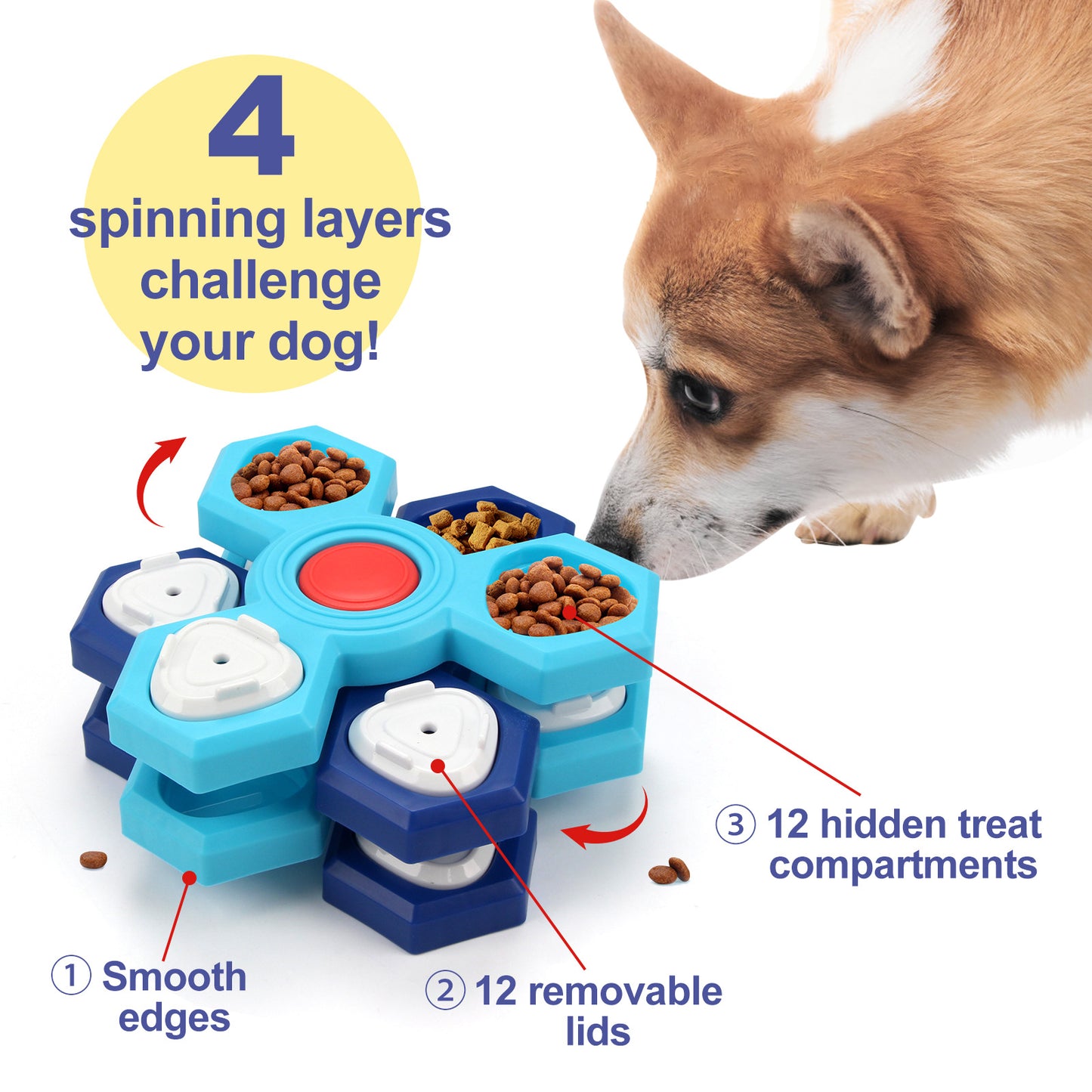 Educational pet toy multi-layer rotating turntable slow food tray training dog foraging toy