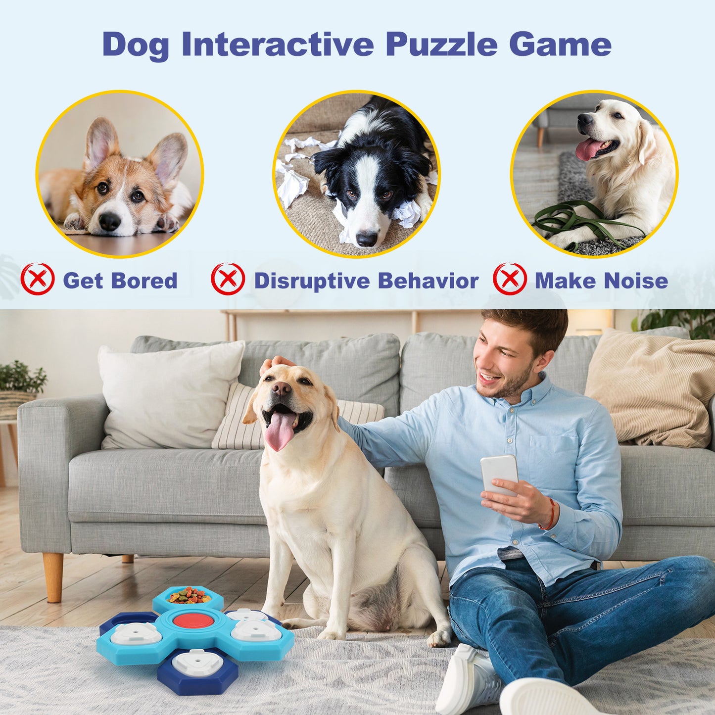 Educational pet toy multi-layer rotating turntable slow food tray training dog foraging toy