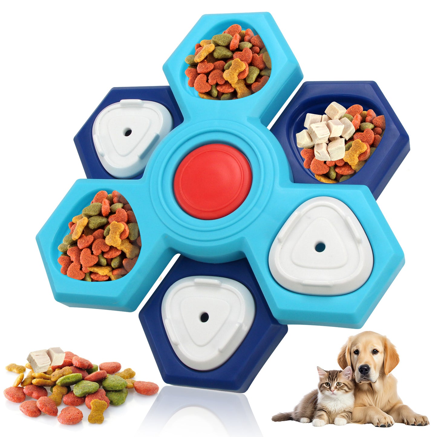 Educational pet toy multi-layer rotating turntable slow food tray training dog foraging toy