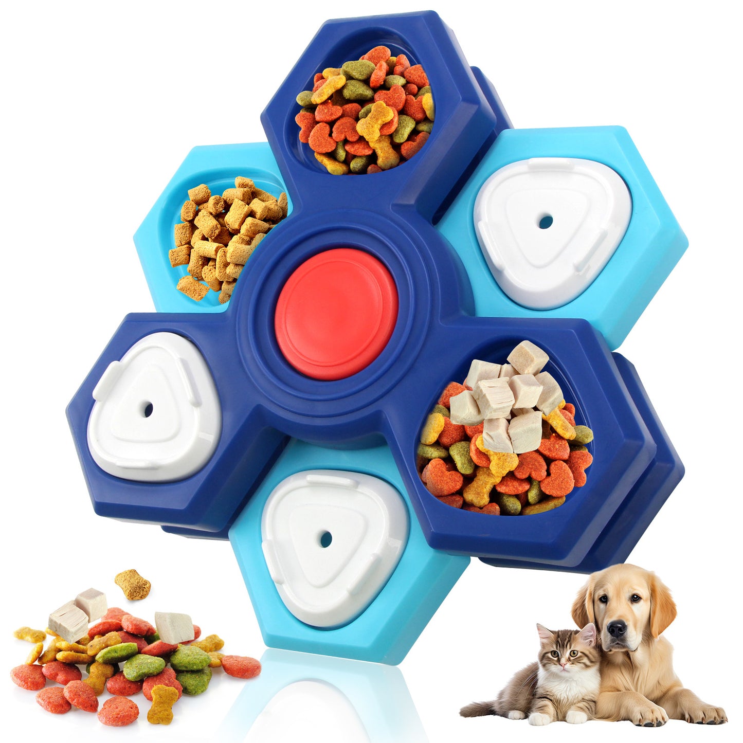 Educational pet toy multi-layer rotating turntable slow food tray training dog foraging toy