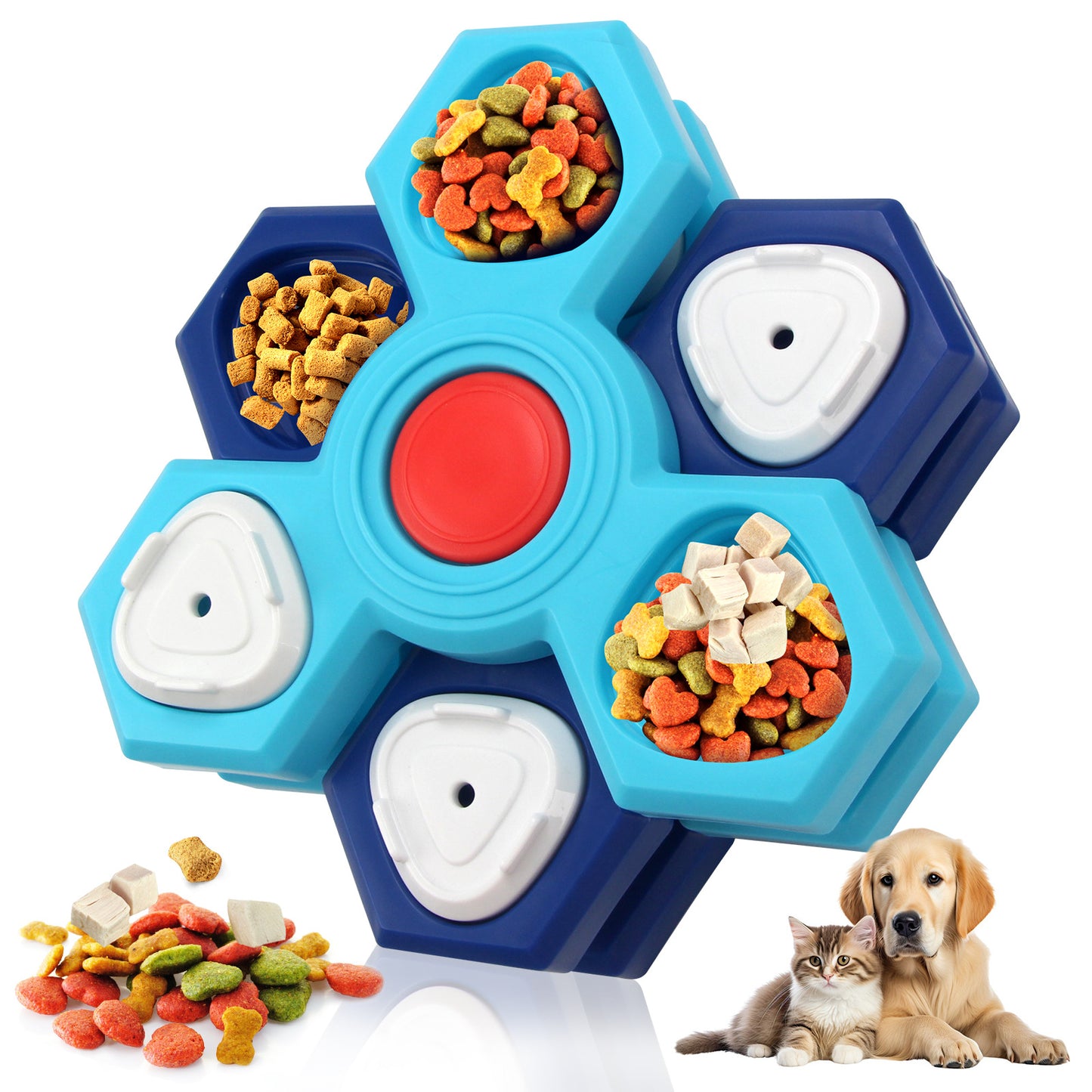 Educational pet toy multi-layer rotating turntable slow food tray training dog foraging toy